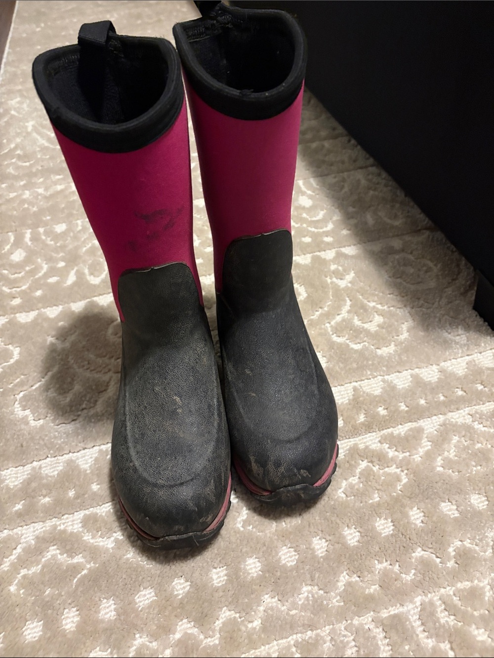 Kids Waterproof Pink and Black Rain Boots Muck Boots